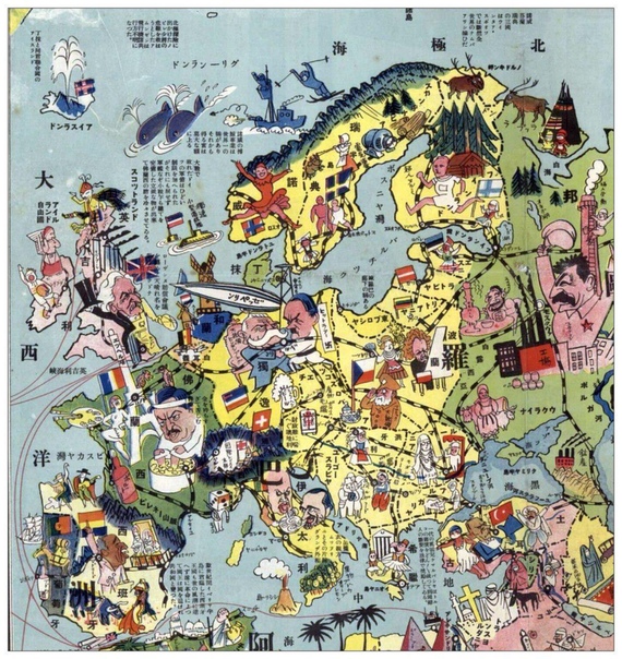 Карта Европы в японской карикатуре 