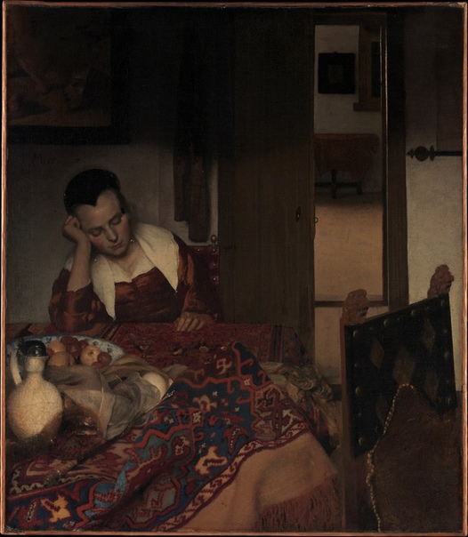 Ян Вермеер Дельфтский (Jan Vermeer van Delft) 1632 -1675. Спящая девушка 1656 -1657. Холст, масло. 87,6 x 76,5 см.